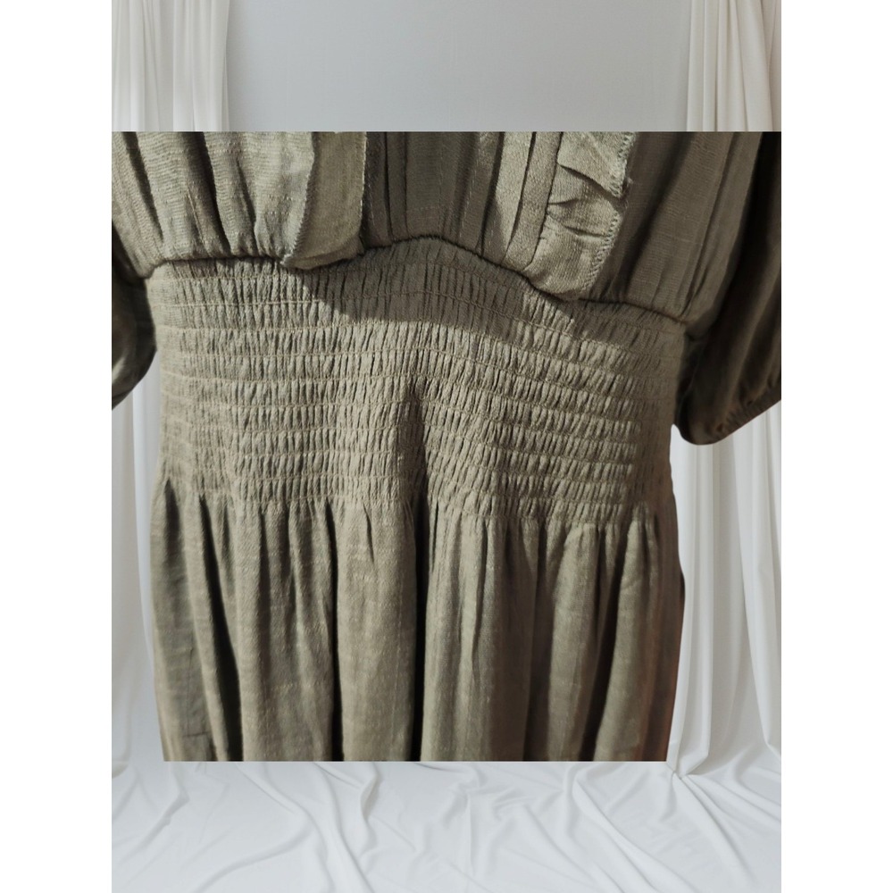 J GEE Womens Petite-XL Dress Gold Tiered Ruffle Peasant Cottage Farm Boho Smock - Picture 7 of 12